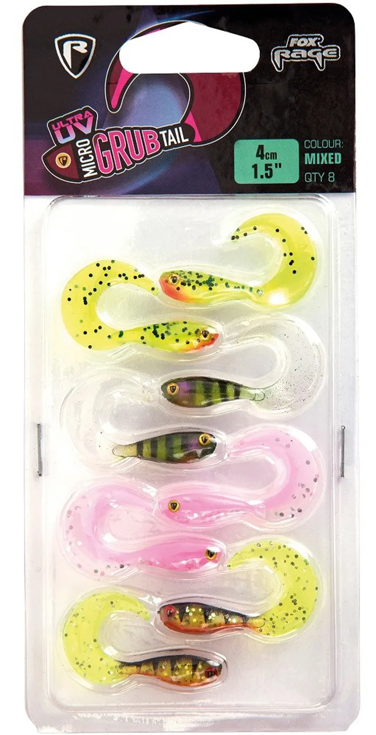SET 8x twister FOX Micro Grub Tail Mixed Colour